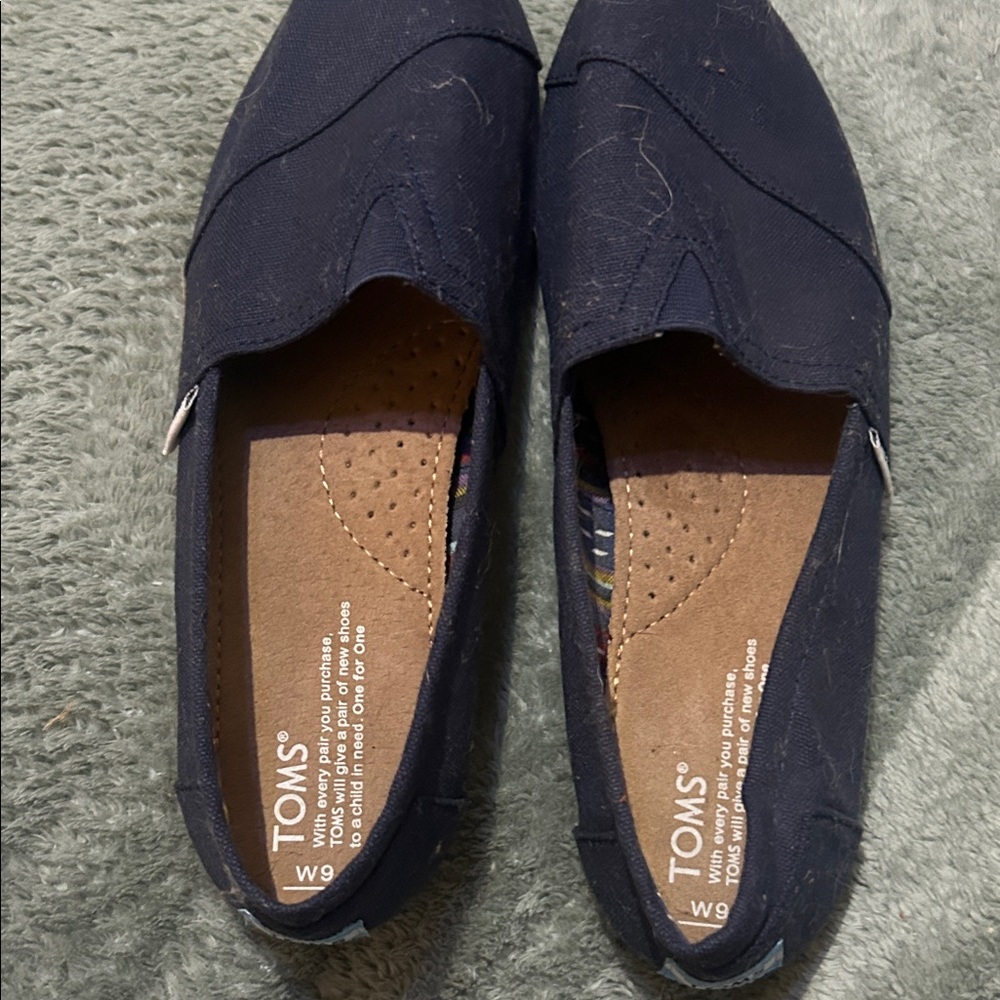 TOMS Dark Blue Canvas Slip-Ons